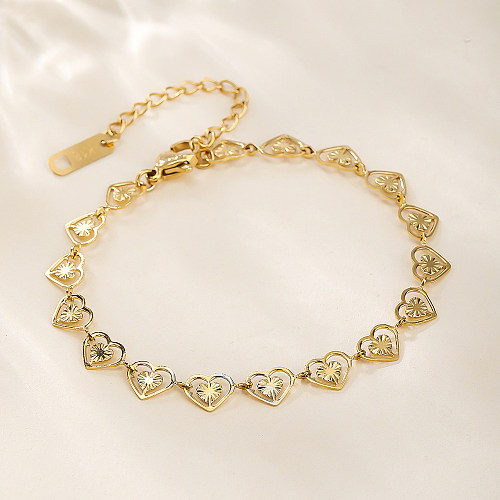 Wholesale IG Style Simple Style Heart Shape Stainless Steel Titanium Steel Plating 18K Gold Plated Gold Plated Titanium Steel Bracelets