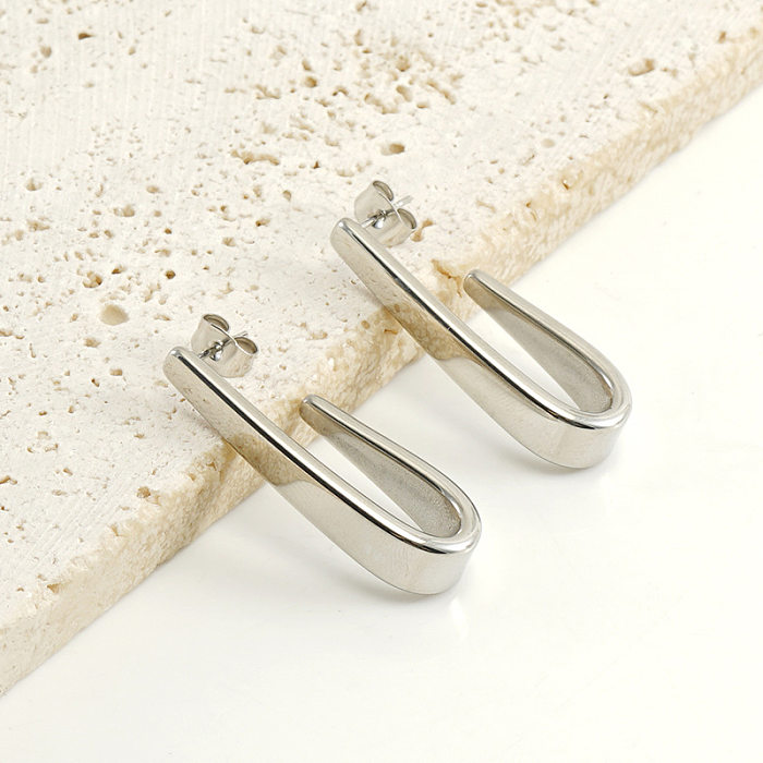 Fashion U Shape Stainless Steel  Plating Drop Earrings 1 Pair