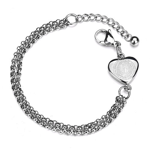 Titanium&Stainless Steel Punk Sweetheart Bracelet  (Steel Color) NHHF0965-Steel-color
