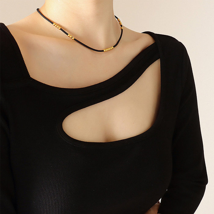 Collier en acier inoxydable, clavicule Lolita géométrique, petite perle Simple, à la mode