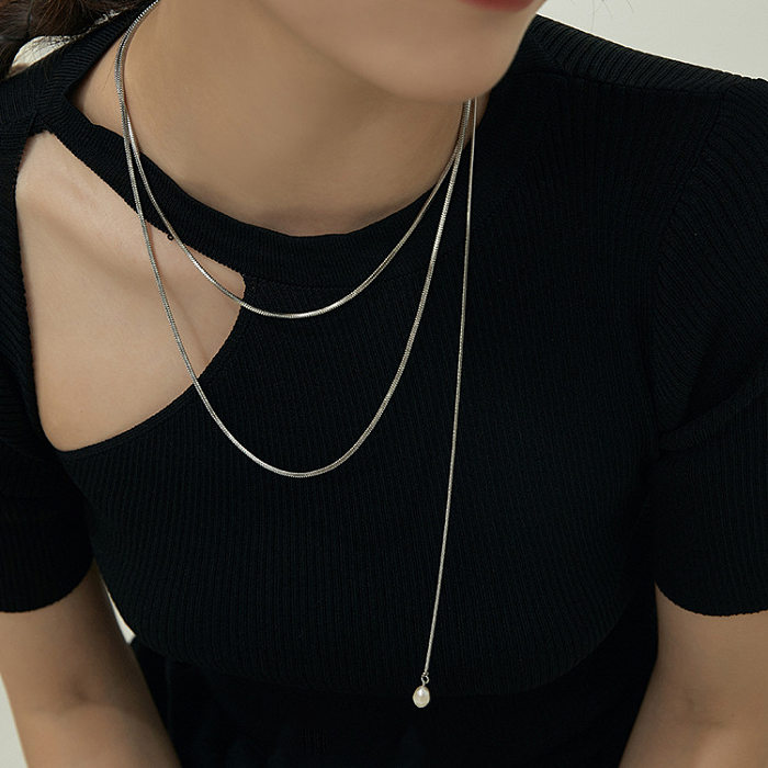 Fashion U Shape Stainless Steel  Plating Layered Necklaces 1 Piece