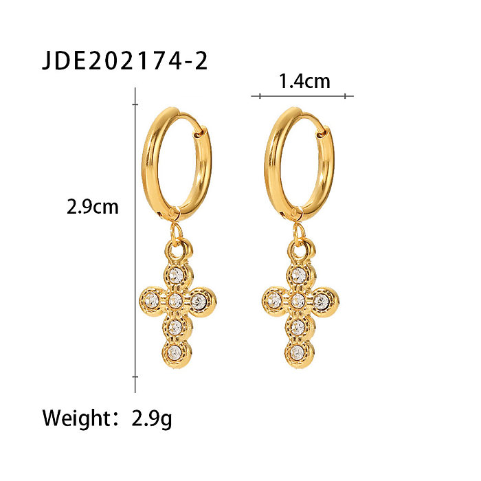 Fashion Geometric Stainless Steel Plating Zircon Earrings 1 Pair