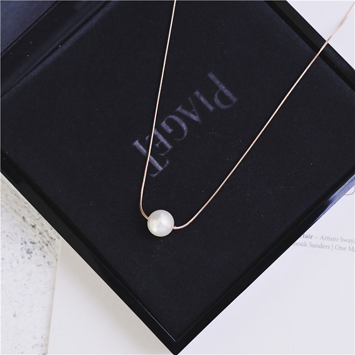 Simple Style Solid Color Stainless Steel  Patchwork Pendant Necklace