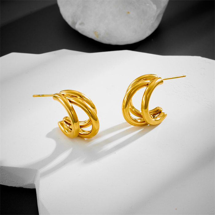 Elegant Solid Color Stainless Steel Plating Ear Studs 1 Pair