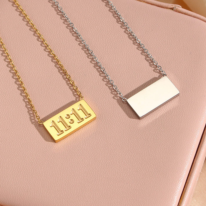 Fashion Simple 18K Gold-Plated Letters Box Numbers Stainless Steel  Necklace