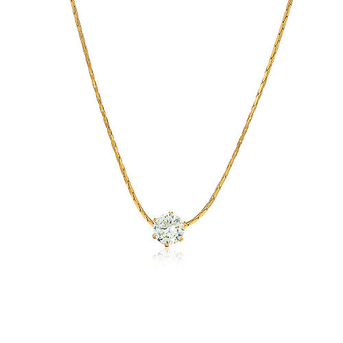 Fashion Geometric Stainless Steel  Inlay Rhinestones Necklace 1 Piece