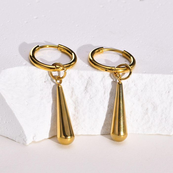 1 Piece Simple Style Water Droplets Stainless Steel  Gold Plated Drop Earrings