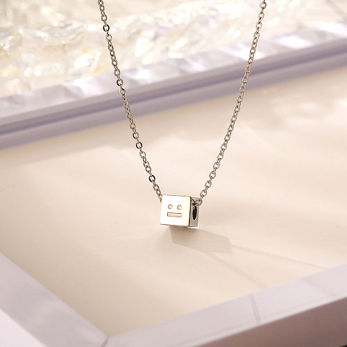 Simple Style Square Smiley Face Stainless Steel Polishing Necklace