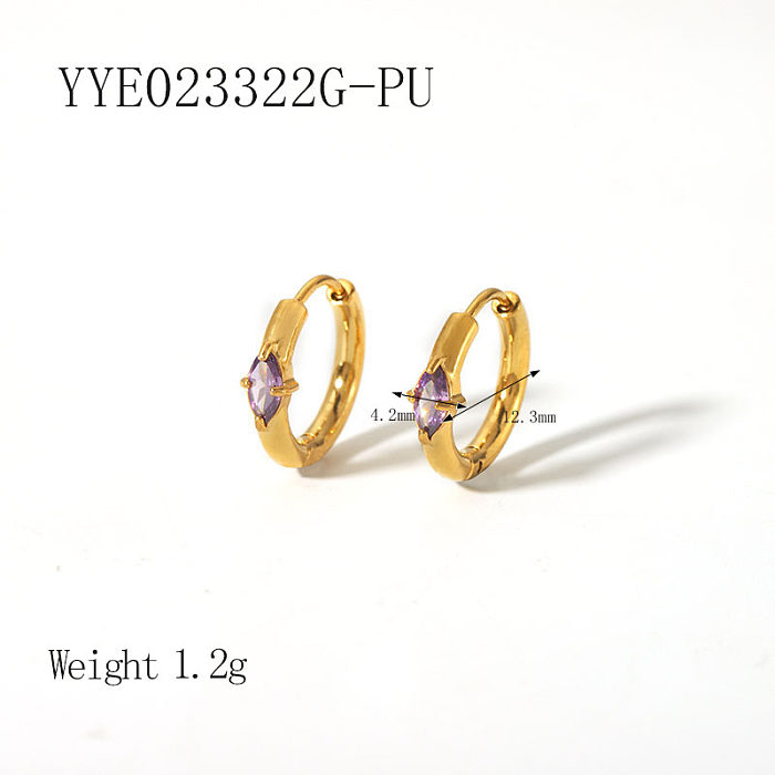 1 Paar IG Style Simple Style Oval Plating Inlay Edelstahl Zirkon 18K vergoldete Ohrringe