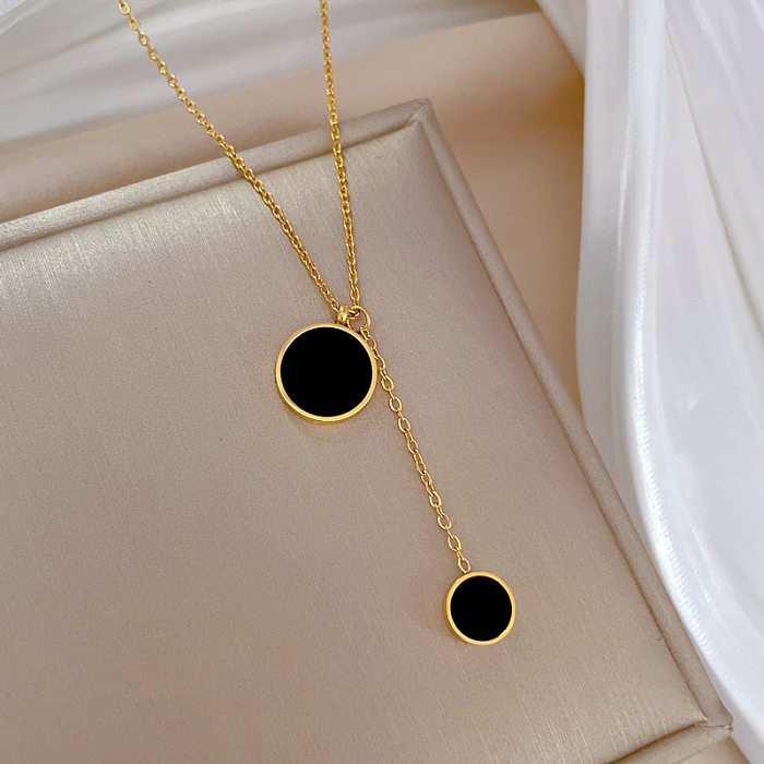 Simple Style Round Stainless Steel Copper Stoving Varnish Pendant Necklace
