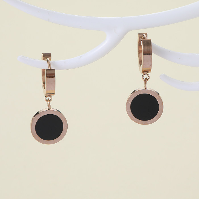 1 Pair Elegant Round Color Block Stainless Steel  Drop Earrings