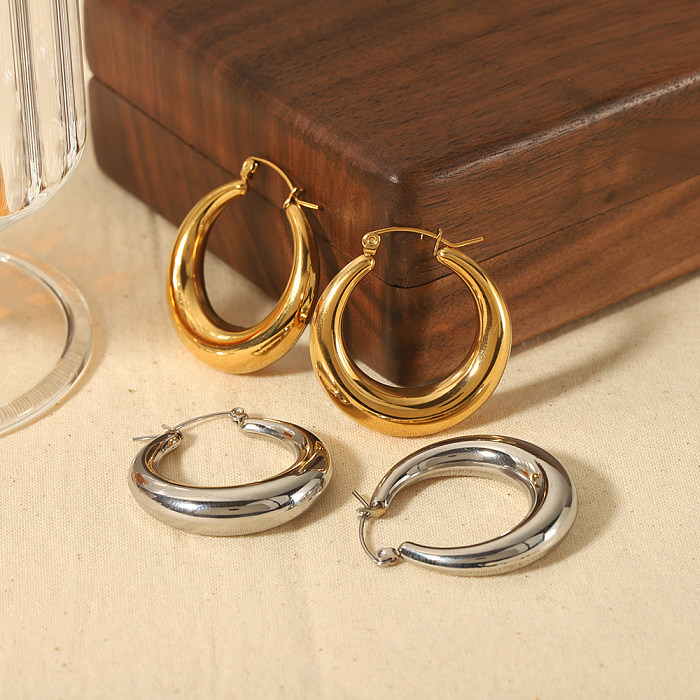 1 Paar schlichte, runde Ohrringe aus Edelstahl mit 18-Karat-Vergoldung