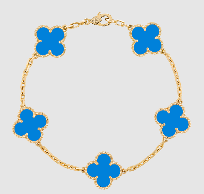 Hypoallergenes Damenarmband aus Titanstahl mit blauer Blume