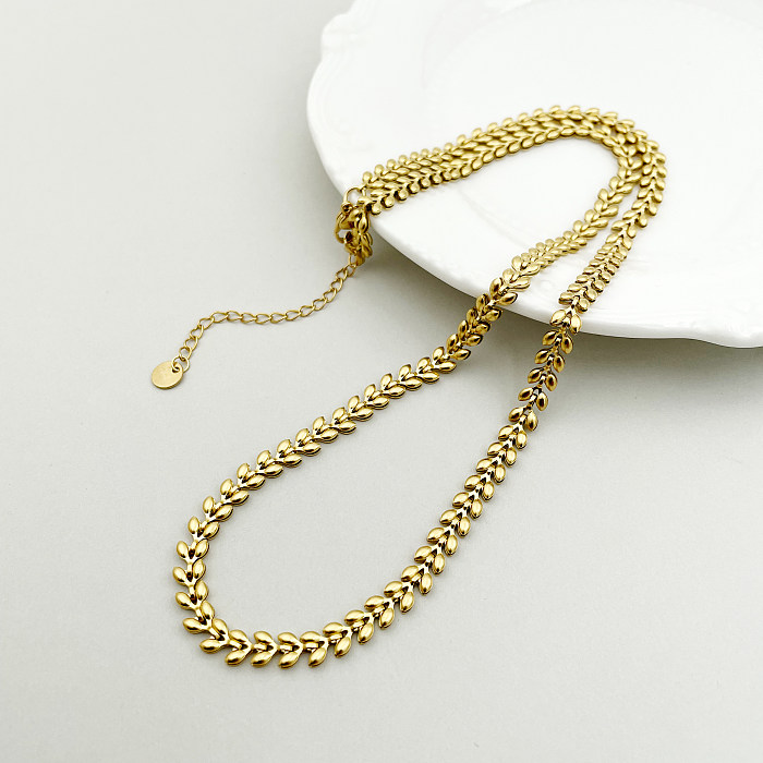 Casual Simple Style Leaf Stainless Steel  Polishing Plating Gold Plated Necklace