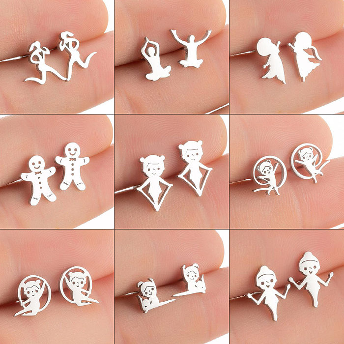 1 Pair Fashion Geometric Stainless Steel Plating Ear Studs