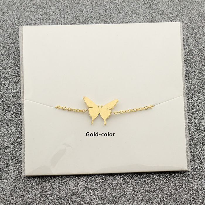 Nuevo Collar de mariposa Simple chapado en oro Real de 18k, joyería colgante de acero