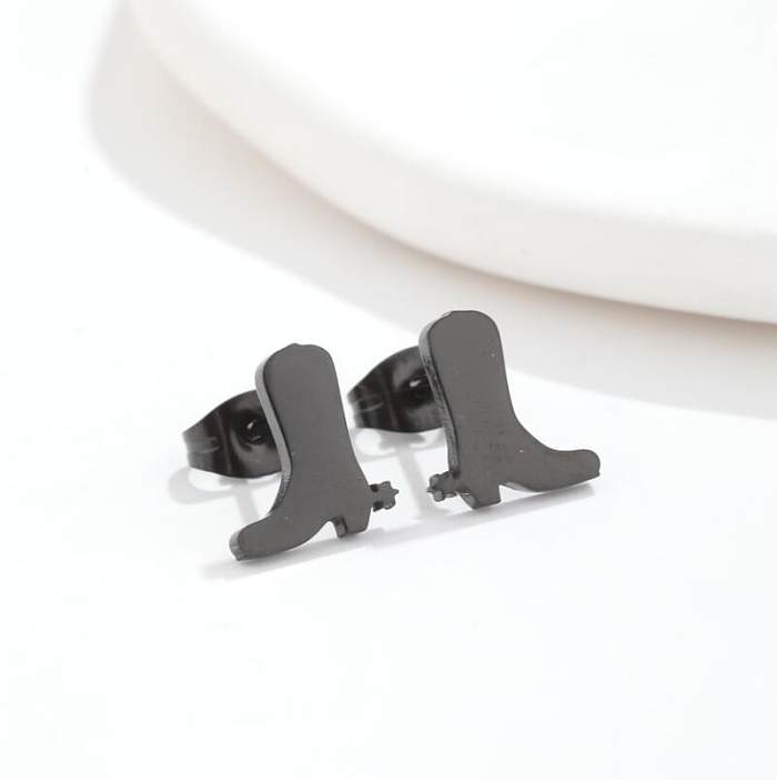 1 paire de clous d'oreilles plaqués en acier inoxydable, bottes de Style Simple