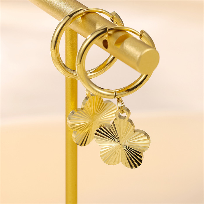 1 Paar Retro-Ohrringe im römischen Stil mit geometrischer herzförmiger Beschichtung, Edelstahlperle, 18 Karat vergoldet