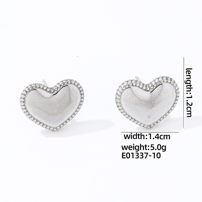 1 Pair Cute Simple Style Heart Shape Polishing Plating Stainless Steel  White Gold Plated Gold Plated Ear Studs