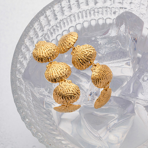 1 Paar lässige Ohrhänger aus 18 Karat vergoldetem Edelstahl mit Muschelbeschichtung im IG-Stil
