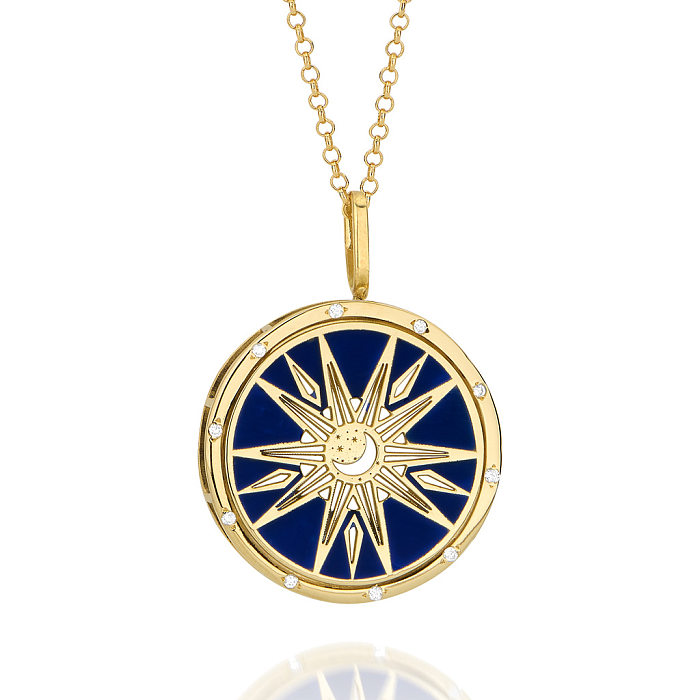 Casual Star Moon Eye Stainless Steel  Plating Carving 18K Gold Plated Pendant Necklace