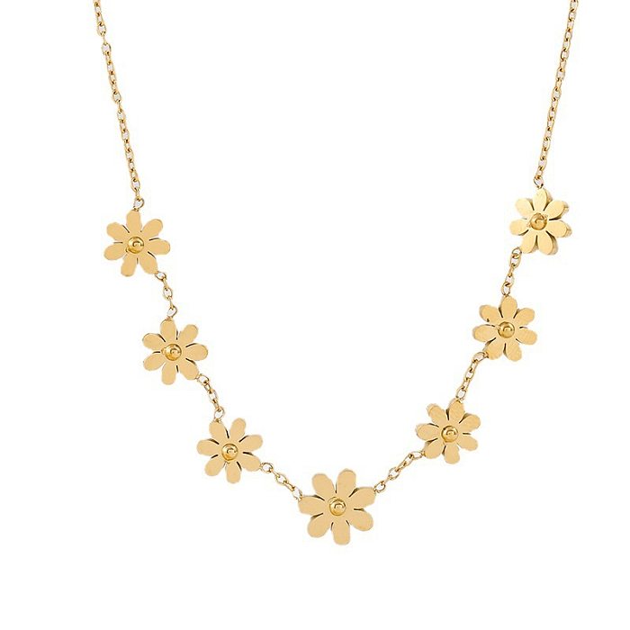 Simple Style Flower Stainless Steel Necklace 1 Piece