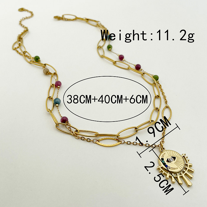 Casual Modern Style Classic Style Devil'S Eye Stainless Steel  Plating Inlay Zircon Gold Plated Layered Necklaces
