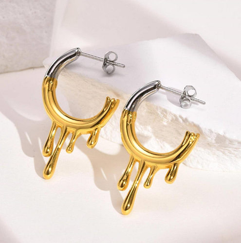 1 Pair Simple Style Classic Style C Shape Plating Stainless Steel Drop Earrings