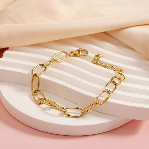 Wholesale Simple Style Solid Color Stainless Steel Plating Chain 18K Gold Plated Bracelets