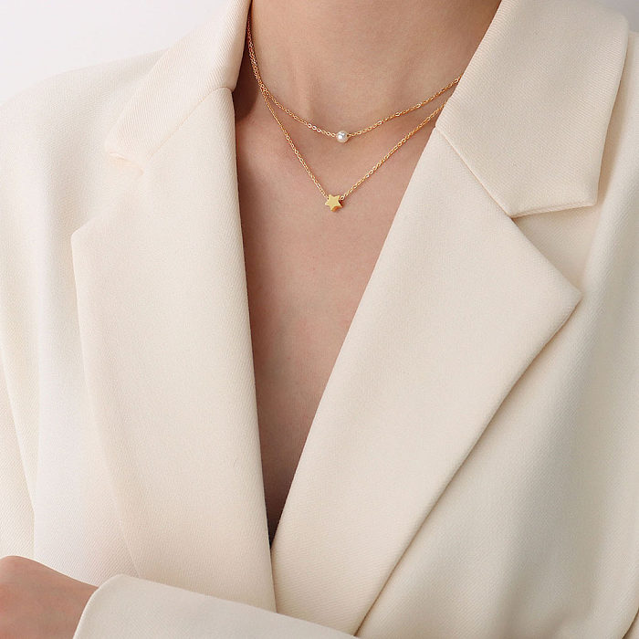 Titanium&Stainless Steel  Fashion Geometric Necklace  (Rose Alloy) NHOK0286-Rose-alloy