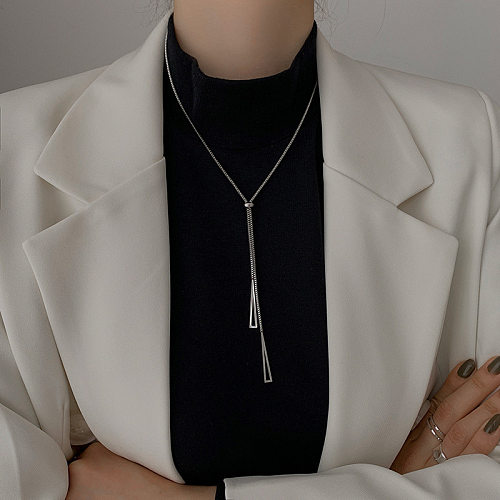 Cadena para suéter con cadena chapada en acero inoxidable irregular, estilo simple, 1 pieza