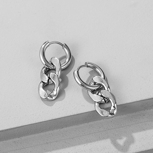 Boucles d'oreilles pendantes géométriques en acier inoxydable, Style Simple, 1 paire