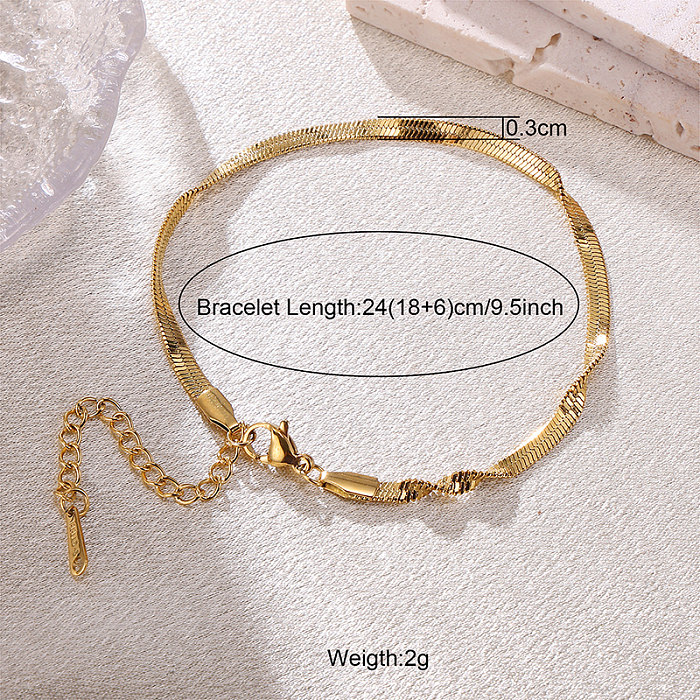 Estilo simples estilo clássico cor sólida aço inoxidável pulseiras banhadas a ouro 18K a granel