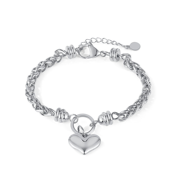 Fashion Heart Shape Stainless Steel Patchwork Bracelets 1 Piece