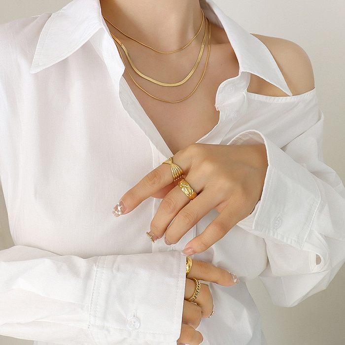 Simple Three-Layer Chain Stainless Steel Gold-plated Necklace