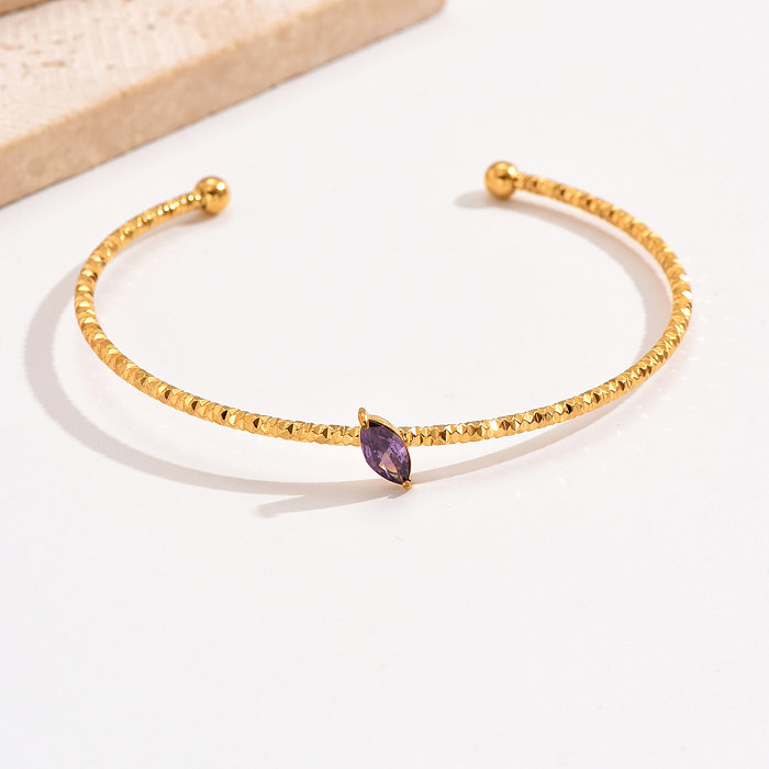 Wholesale IG Style Simple Style Water Droplets Stainless Steel Plating Inlay 18K Gold Plated Zircon Bangle
