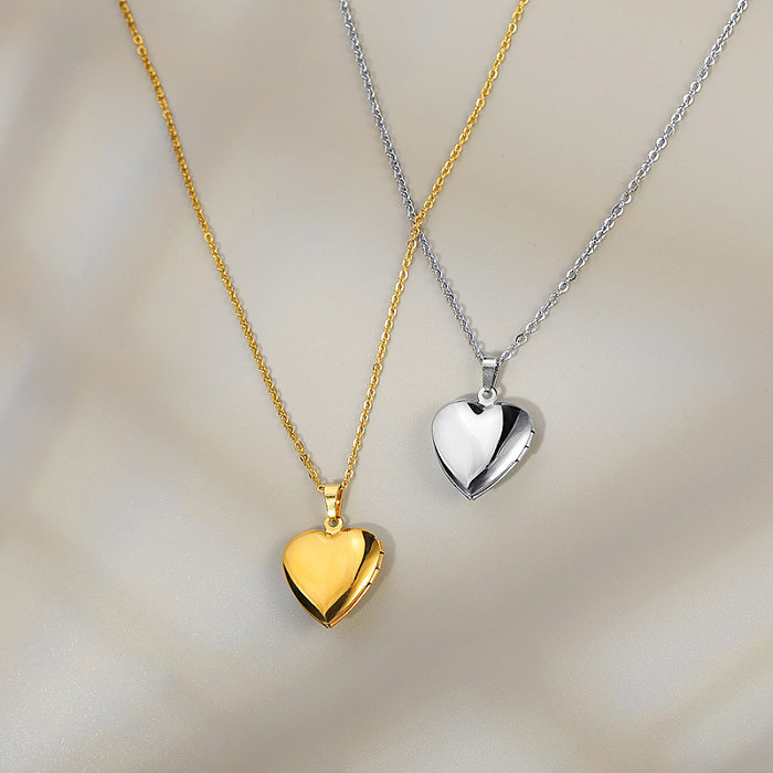 Collier en acier inoxydable pour femmes, bijoux de Couple en cristal en forme de cœur