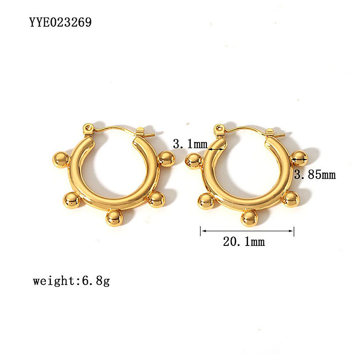 1 Pair French Style C Shape Plating Stainless Steel  18K Gold Plated Earrings