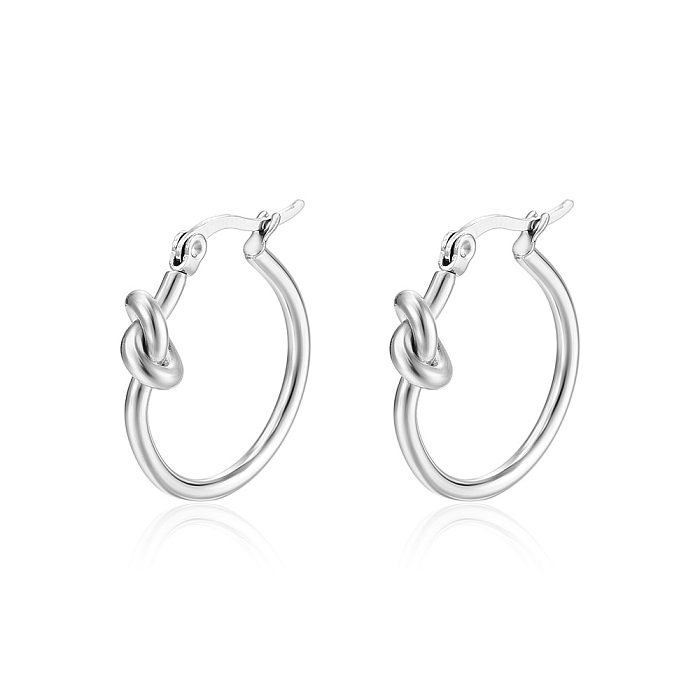 1 Pair Simple Style Knot Plating Stainless Steel Earrings
