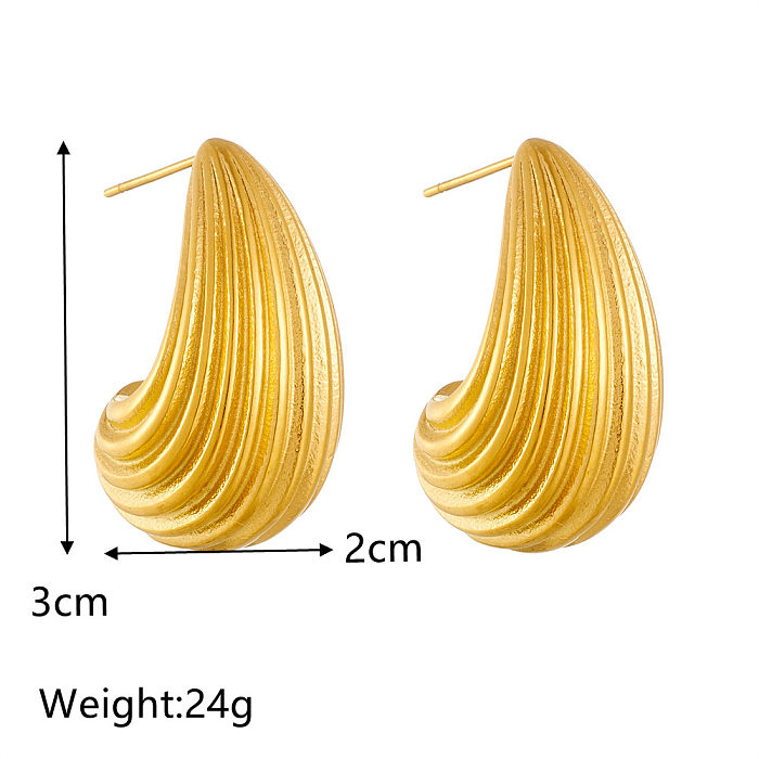 1 Pair Lady Water Droplets Plating Inlay Stainless Steel  Artificial Diamond 18K Gold Plated Ear Studs