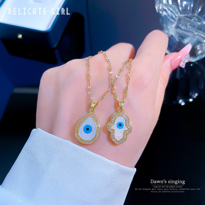 Modische geometrische Edelstahl-Kupferbeschichtung mit künstlichem Diamant-Halskette