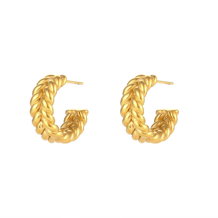 1 par de brincos de orelha banhados a ouro 18K em forma de C estilo simples