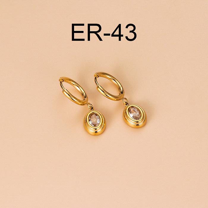 Fashion Sector Heart Shape Stainless Steel  Stainless Steel Gold Plated Tassel Gold Plated Inlay Zircon Drop Earrings 1 Pair