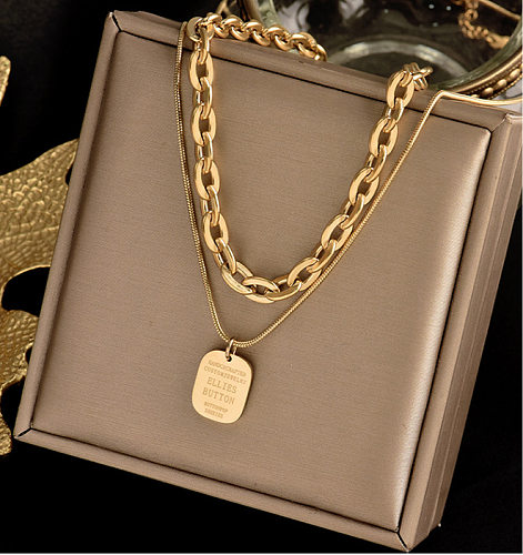 Stainless Steel Metal Double Layered Necklace