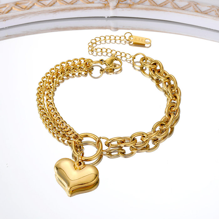 Simple Style Commute Heart Shape Taurus Stainless Steel Plating Gold Plated Bracelets