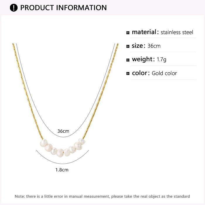 IG Style Water Droplets Stainless Steel  Imitation Pearl Plating 18K Gold Plated Necklace