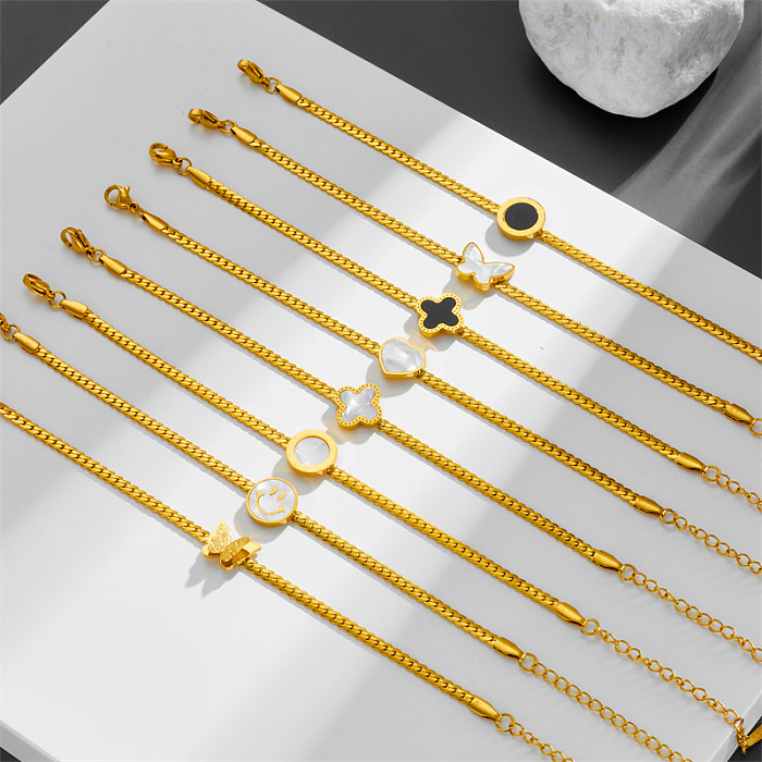 أساور مطلية بالذهب عيار 18 قيراطًا بتصميم هندسي بسيط من الصلب والتيتانيوم