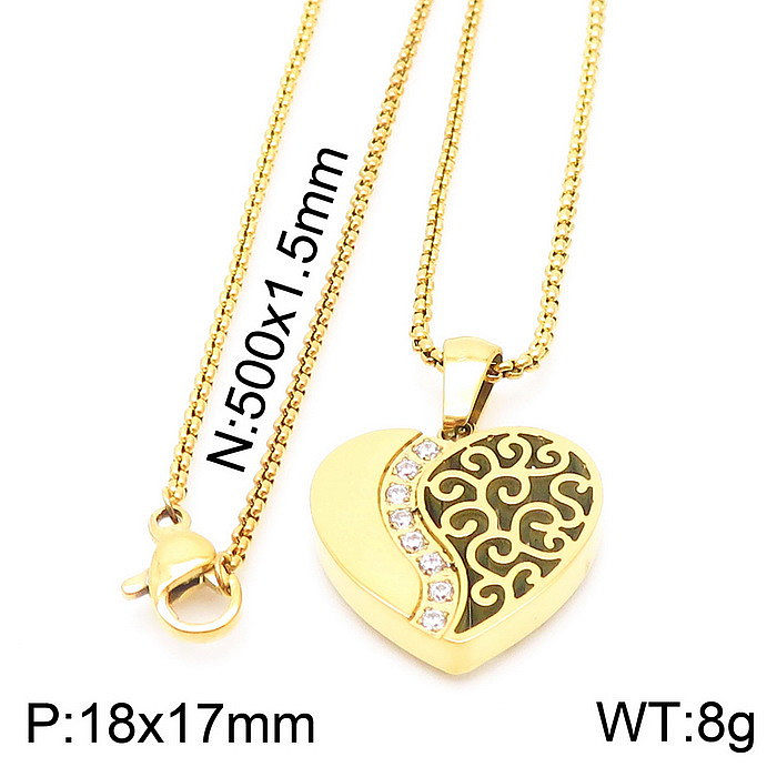 Modern Style Heart Shape Stainless Steel Plating 18K Gold Plated Pendant Necklace