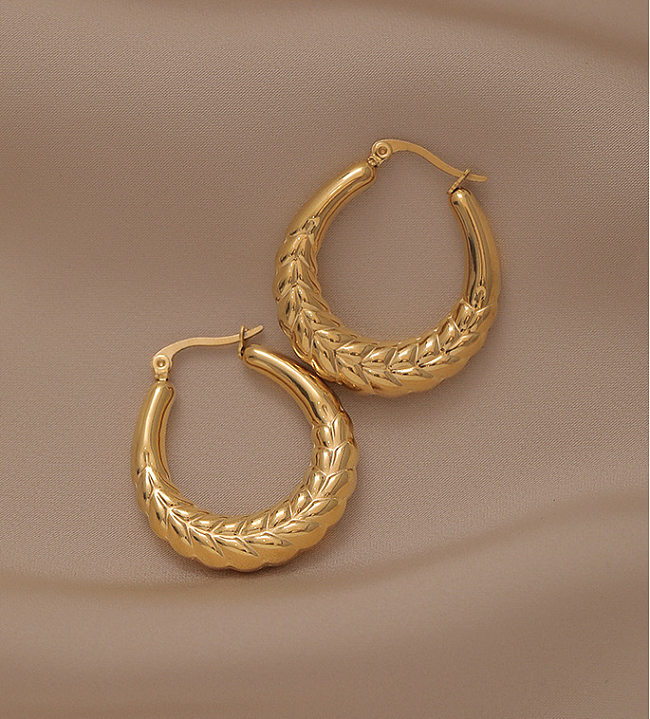 1 Paar schlichter, klassischer Stil, vergoldete Ohrhänger aus Edelstahl mit Twist-Beschichtung