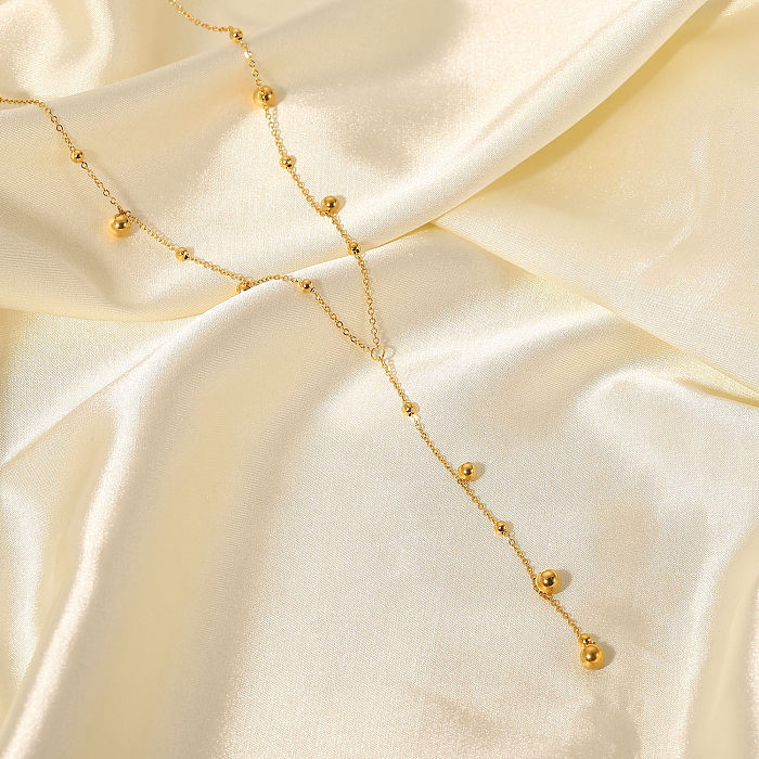 IG-Stil, einfacher Stil, einfarbig, Edelstahl-Beschichtung, 18 Karat vergoldet, Anhänger-Halskette
